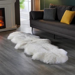 White Faux Sheepskin Carpet Irregular Long Soft Furry Floor Mats Living Room Bedroom Children's Room Bedside Decorative Carpets