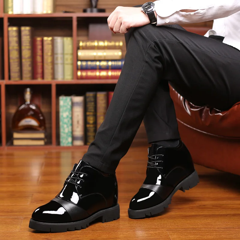 New Inner Heightening Shoes Men\'s Invisible Inner Heightening 12cm Elevator Shoes Deodorant Business Men\'s Formal Leather Shoes