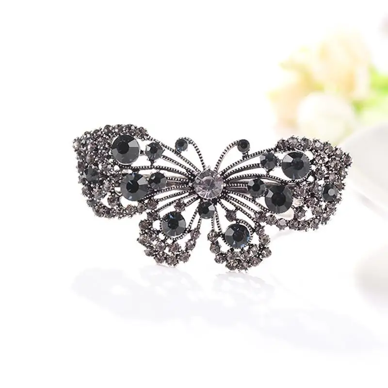 Vintage Women Butterfly Hair Clip Rhinestone Hairpin Clip Hair Barrette Metal Hair Pin for Women Hair Accessories