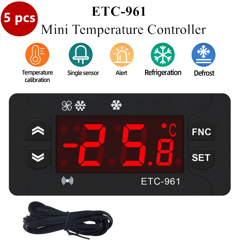 Termorregulador Controlador de Temperatura Umidade Controle Aquecimento Geladeira Descongelamento Alarme Termostato Peças 220v
