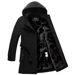 Winter Fleece Tailored Thickening Warm Coat Slim Fit Trend Woolen Coat Plus Size Men Windbreaker Coat Men Clothing