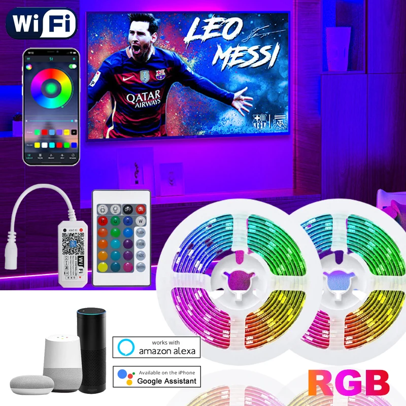 LED Strip Light TV BackLight Alexa WIFI RGB5050 Strip Tape Neon Light Bluetooth Romantic NightLight for Room Decor Ambient Light