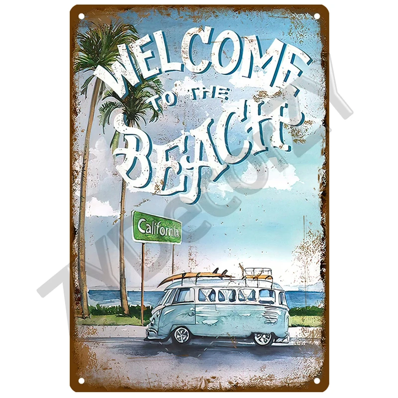 Hawaii Beach Blechschild Poster Vintage Wandposter Metallschild Dekorative Wandplatte Küchentafel Metall Vintage Dekor Zubehör – Detail 8