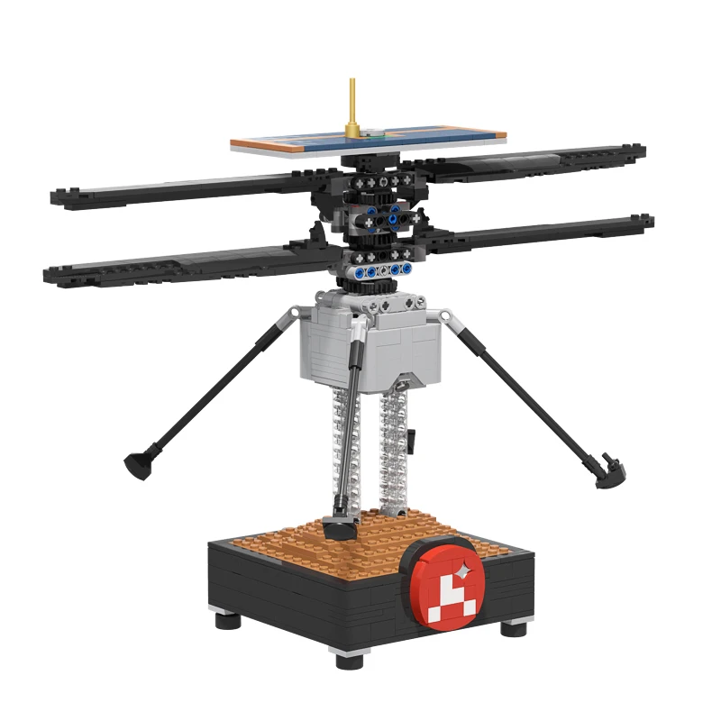 MOC Mars เฮลิคอปเตอร์ High-Tech Space Station Building Blocks Copter Fighter เครื่องบินอิฐสร้างสรรค์ของเล่นสำหรับของขวัญเด็ก