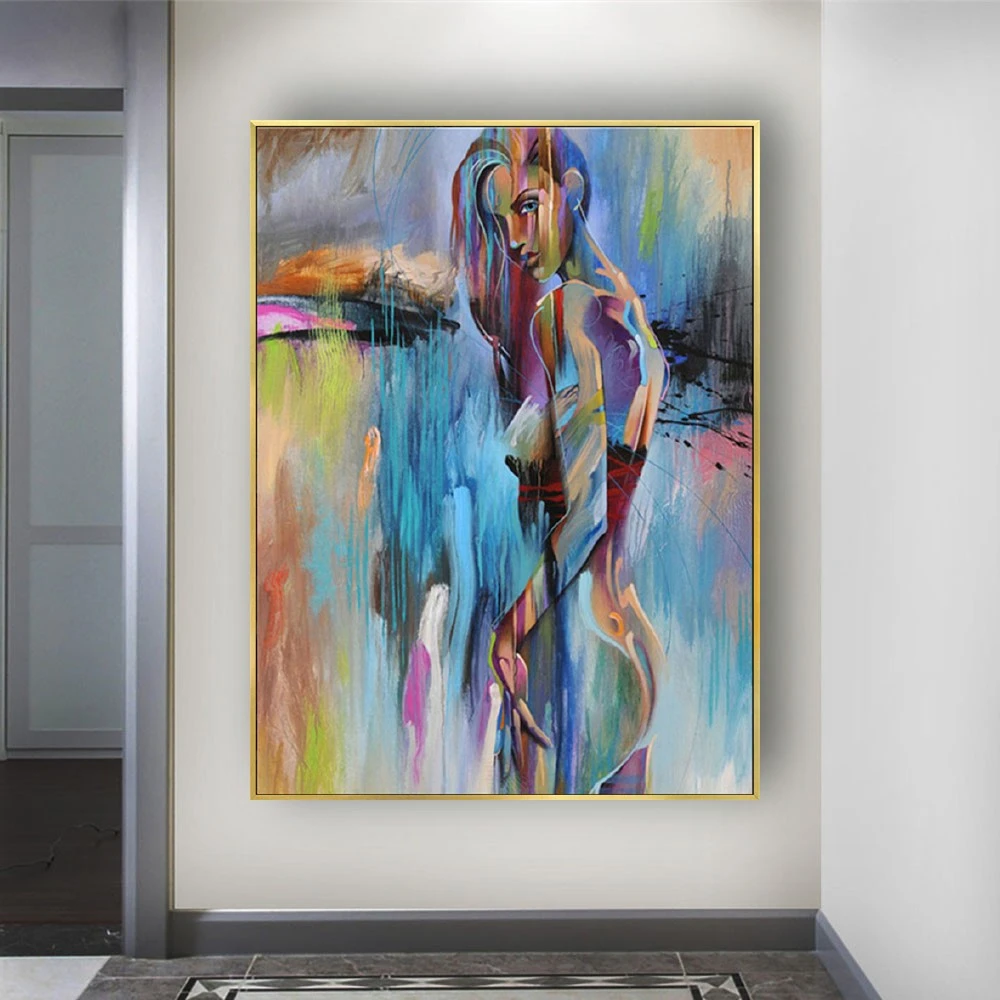 

Hand Painted Colorful Nude Girls Oil Painting Nude Woman Paintings Modern Abstract Wall Pictures For Living Room Canvas Paint