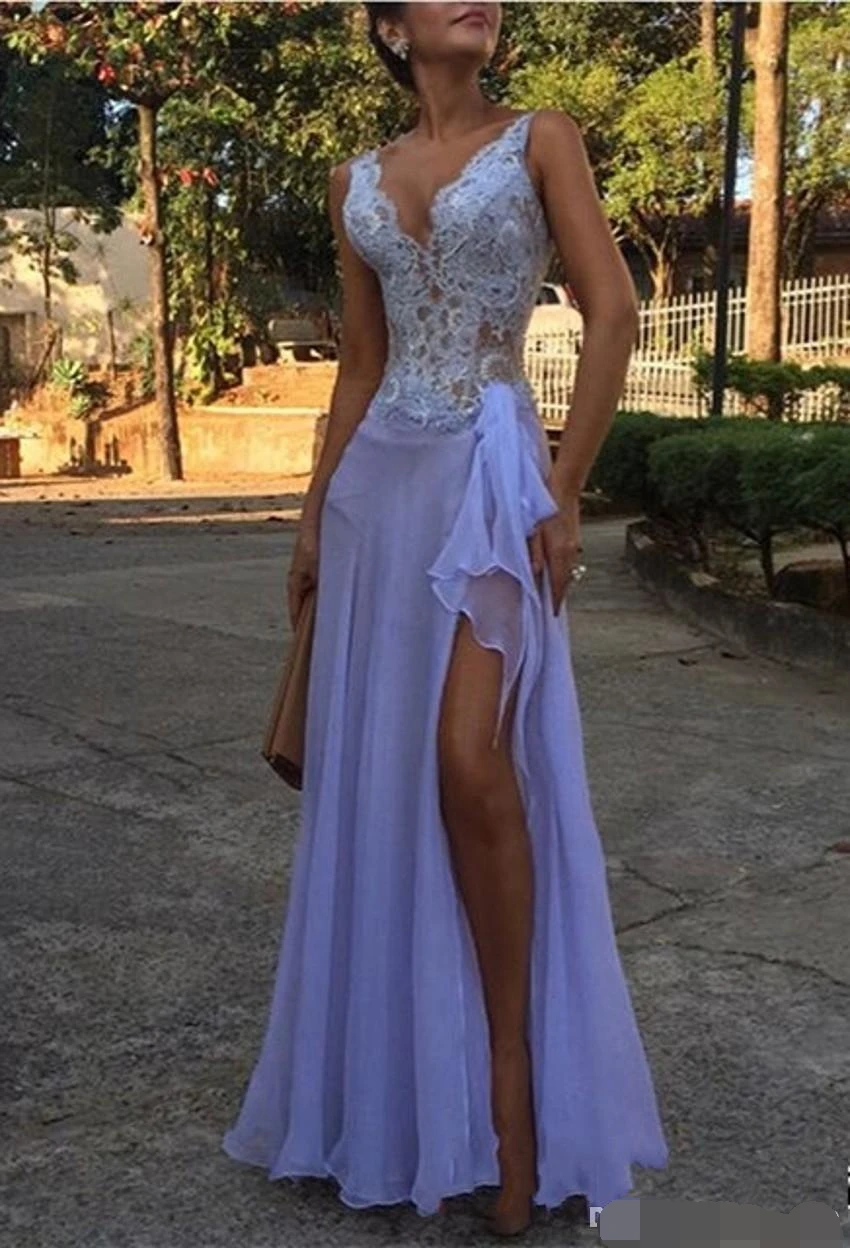 lace Prom Dresses 2019 vestidos de gala deep v-neck prom dress party gown sexy cheap Evening dress gown