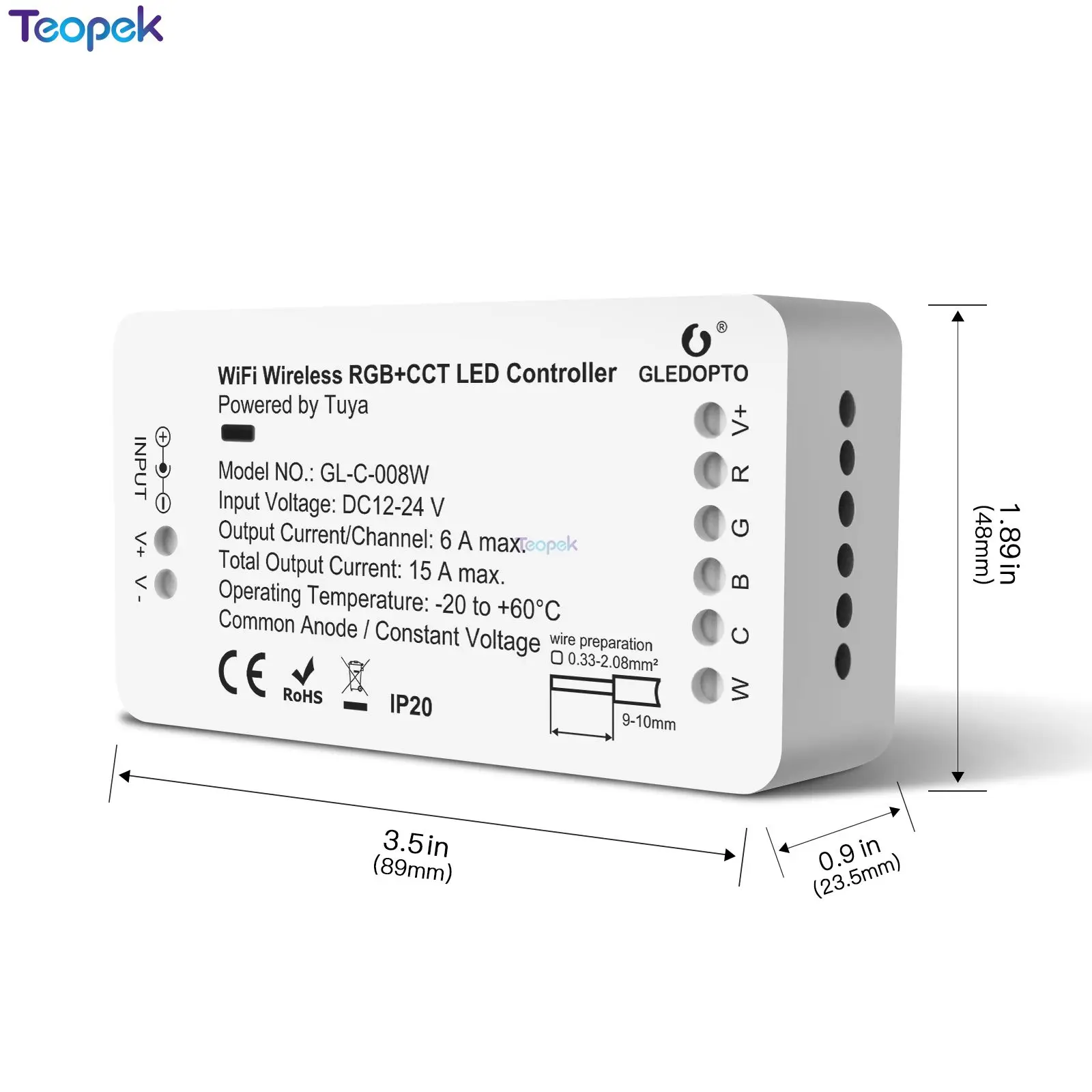 Contrôleur de bande lumineuse à document unique, contrôle d'application Tuya Smart Life, RVB, CCT, WiFi, LED, pas besoin de concentrateur, 5 en 1, RVB, RGBW