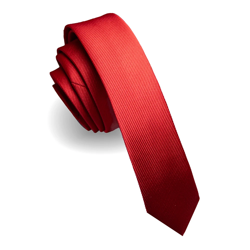 KAMBERFT Modische, schmale 4cm Seidenkrawatte, unifarben in Schwarz und Rot, handgefertigte, gewebte, schmale Krawatte für Herren für Hochzeiten und Partys. – Detail 6