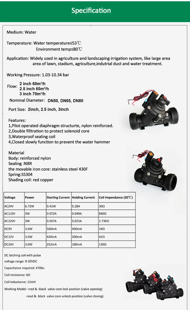 4-Zoll-Bewässerungs-Magnetventil mit Flanschanschluss DN100 220V 110V 24V 12V DC mit Verriegelung für die Bewässerung von Bauernhöfen, Gärten und Landschaftsbau – Detail 1