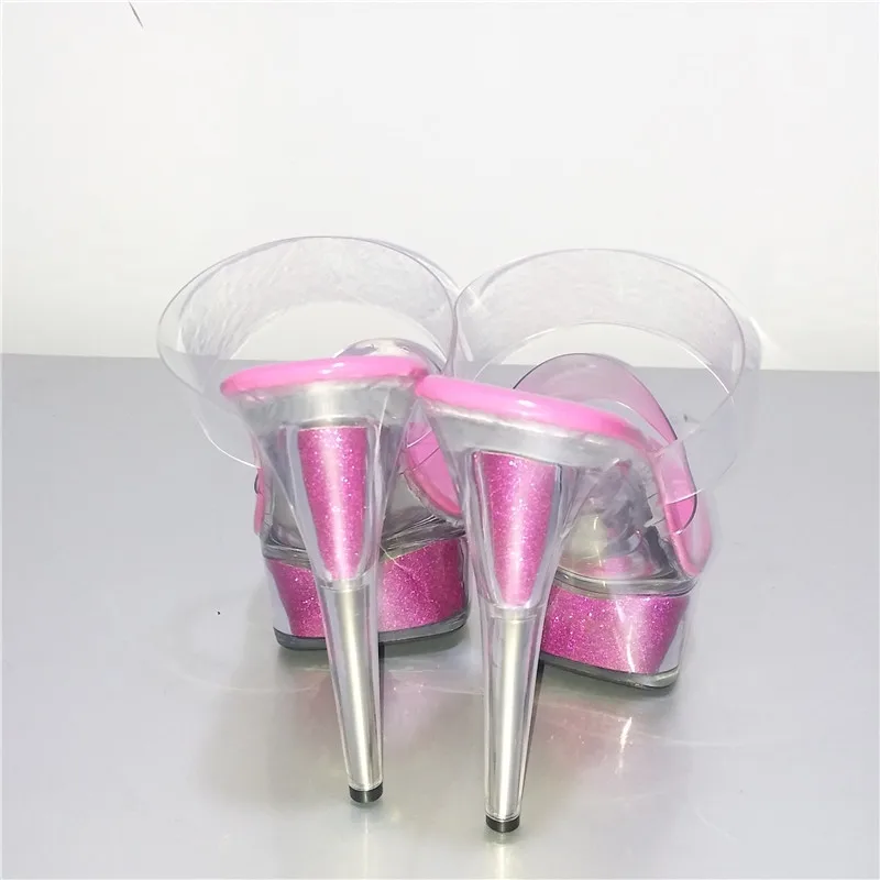 Chaussures de danse à talons hauts de 15CM, sandales en cristal, chaussures de performance, pour discothèque