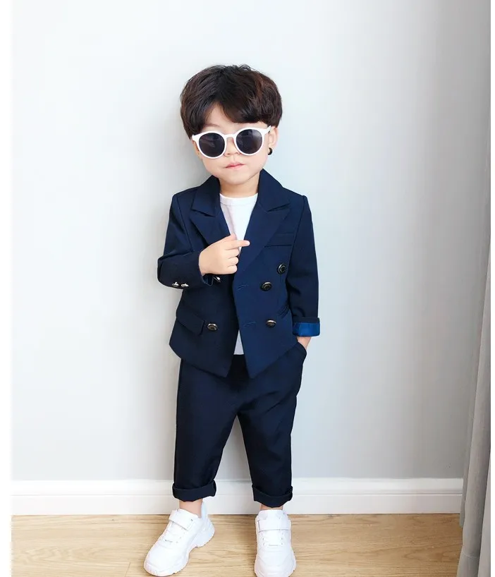 Flower Boys Formal Jacket+Pants 2Pcs Clothing Set Children Gentleman Performance Evening Tuxedo Dress Enfant Kids Wedding Suit