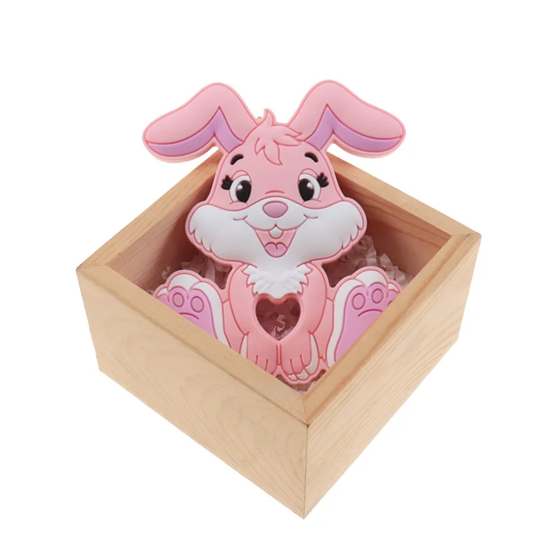Fkisbox 10Pc Konijn Silicone Baby Bijtring Bpa Gratis Knaagdieren Cartoon Bunny Dieren Hanger Tandjes Fopspenen Ketting Diy Douche Gift