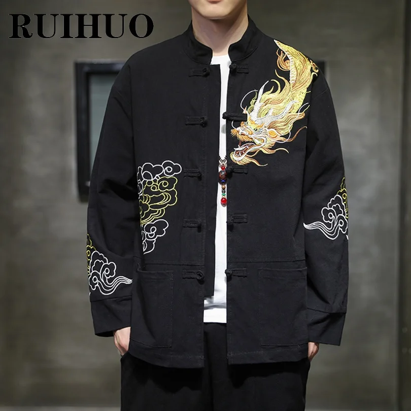  Chinese Dragon Embroidered Jacket Men Coat Korean Style Bomber Jackets For Men Brand 5XL 2024 New Arrivals