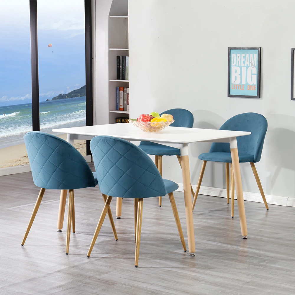 EGOONM A Set Of 2/4/6 Dining Chairs With Soft Velvet And Metal Feet for Kitchen, Dining Room, Living Room, Lounge Furniture Blue