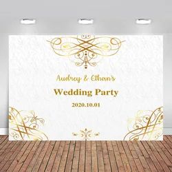 Photography Backdrops Gold and White Personalized Custom Photo Studio Background for Wedding Party Decorations Photo Booth Props