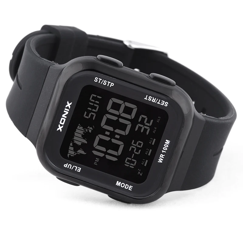 Reloj deportivo Digital multifunción para hombre y mujer, pulsera resistente al agua de 100m, 5 grupos de alarmas, natación y buceo