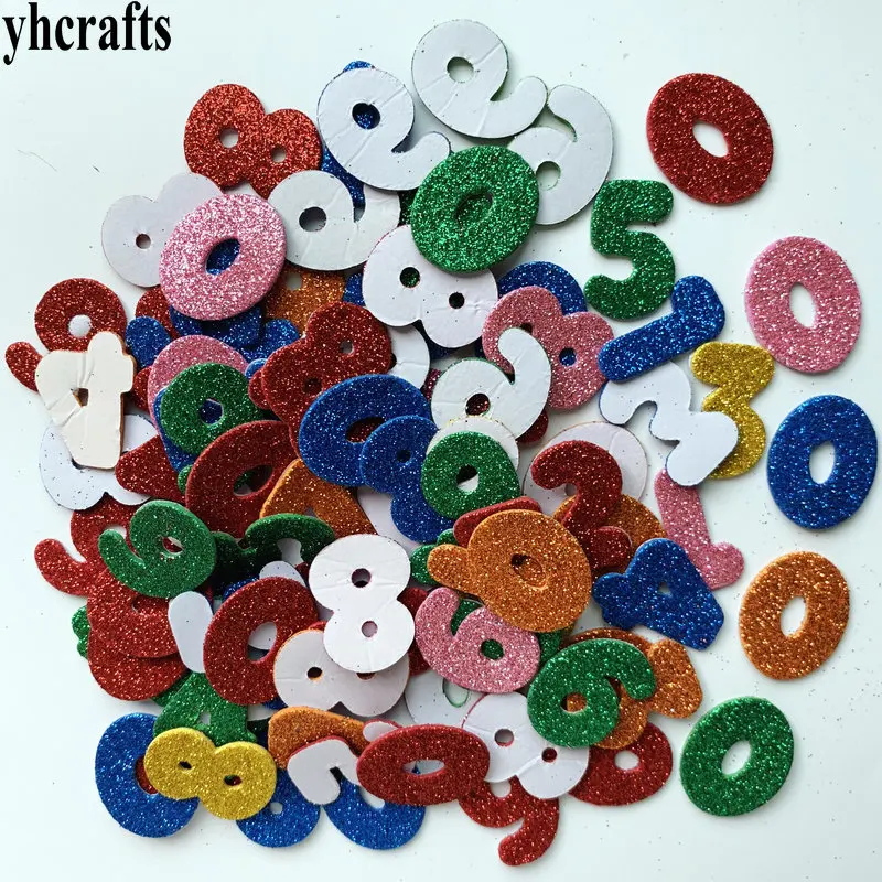 1bag/Lot 0-9 numbers glitter foam sticker Math toys Self learning Teach your own Kindergarten craft diy toys Early learning