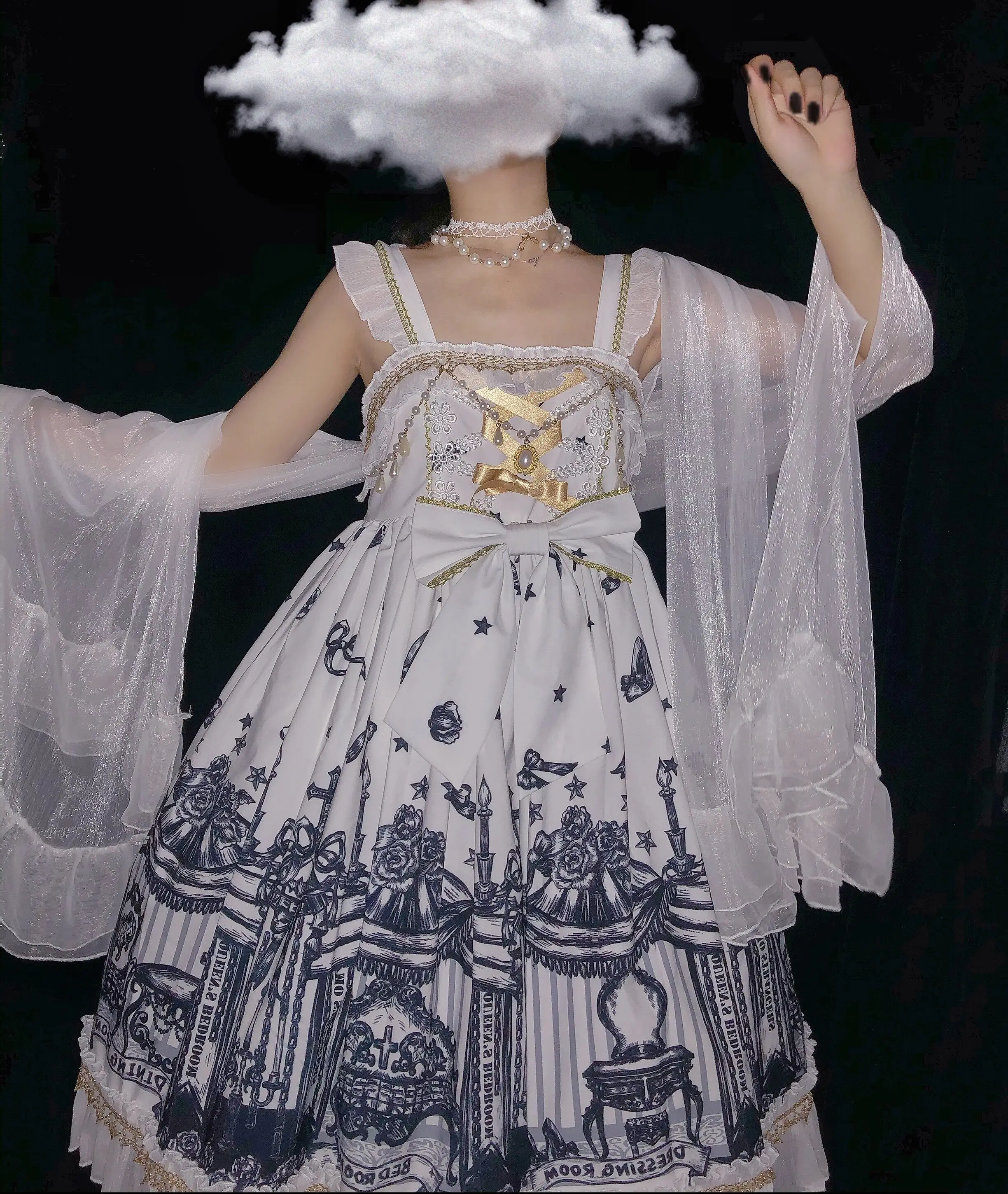 White Sugar Girl {Currently Available ~ Original Design Lolita Cross Cycle Gothic Dark Strap JSK Dress