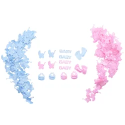 100Pcs Pink Blue Mini Cloth Confetti Footprint,Baby Carriage,Bib,Baby Shape Confetti Gender Reveal Baby Shower Party Decor