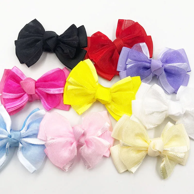 20pcs Grosgrain Ribbon Bows DIY Appliques Wedding Craft Gift A66