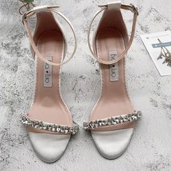 CHS1012 strass fatti a mano personalizzati Strappy avorio bianco tacchi alti scarpe da donna scarpe da sposa