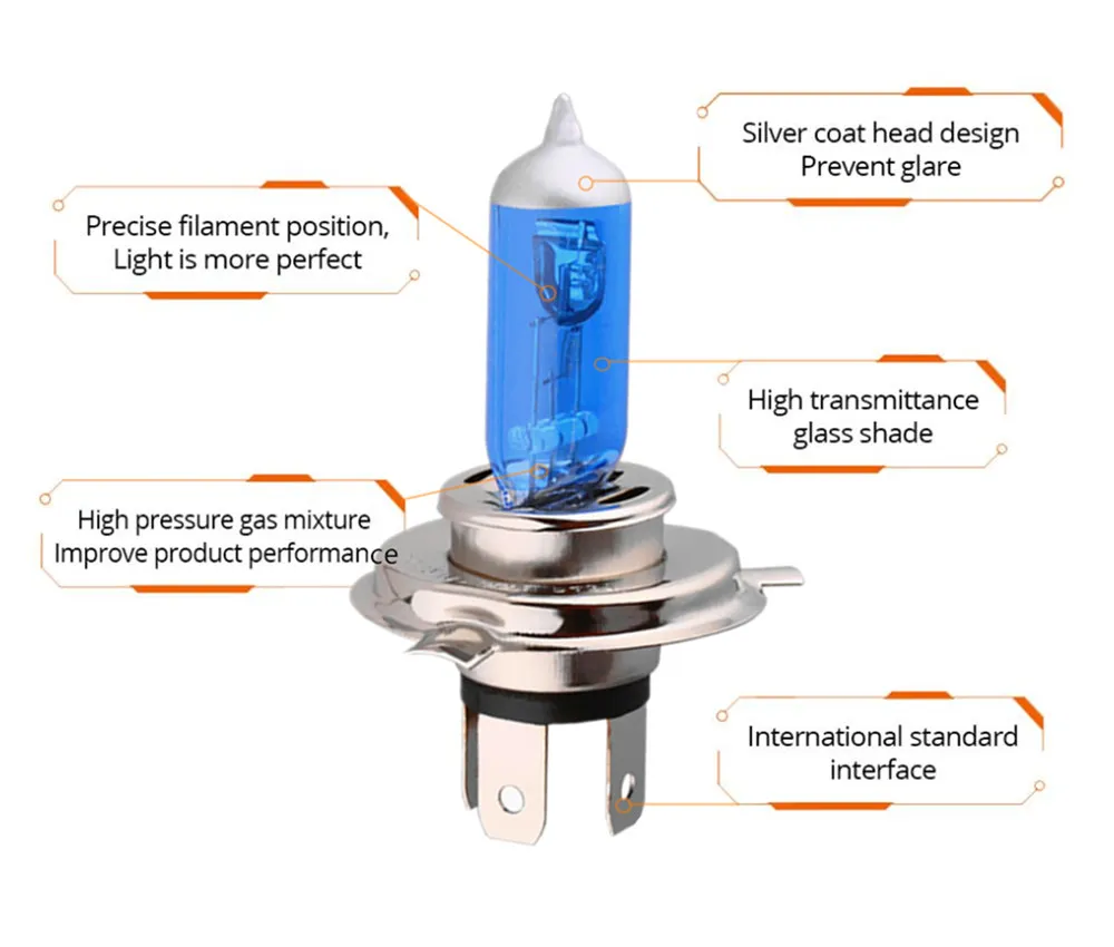 Bombilla halógena H4 H7 para coche, luces antiniebla de 100W, 3000K, 4300K, 6000K, 12V