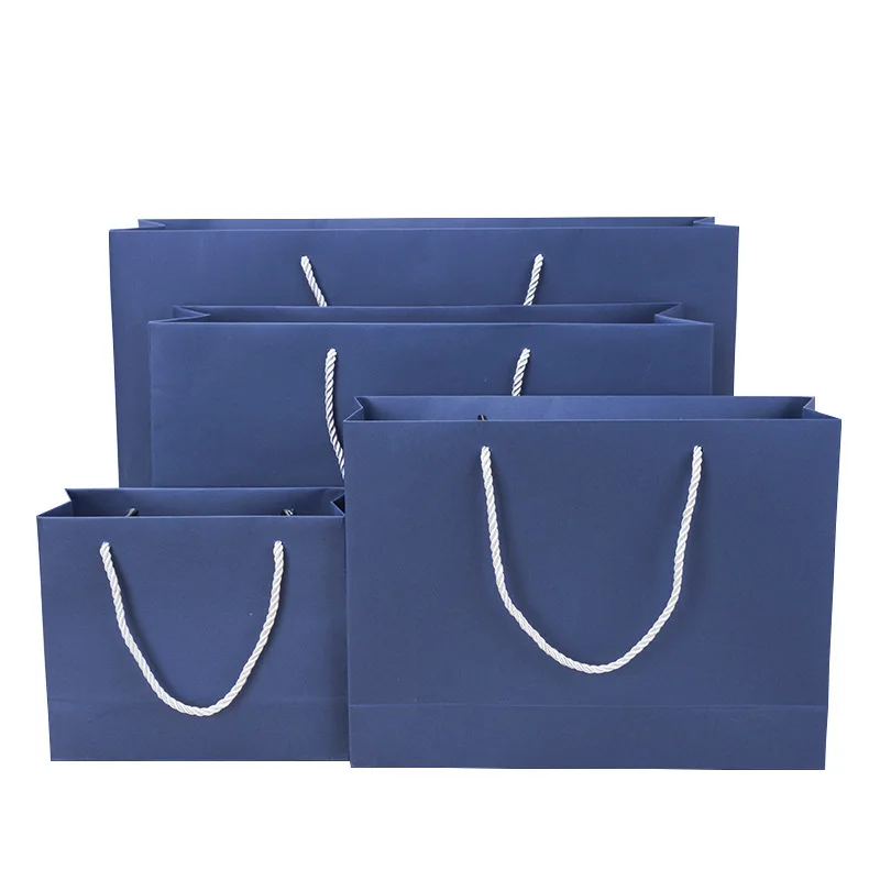 Simple Clothing paper bags for gifts bolsas de papel коробка упаковка gift bag shopping Blue gift bags with handles customize