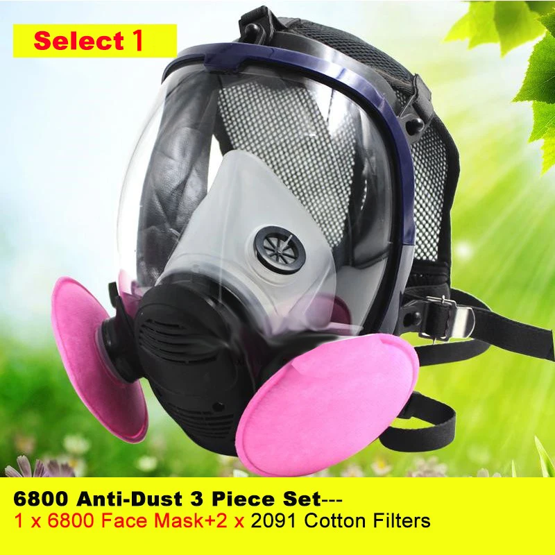 

6800 Gas Mask with 2091 Filter cotton Painting Spraying Safety Respirator Full Face-Piece Respirator Replacement Filter