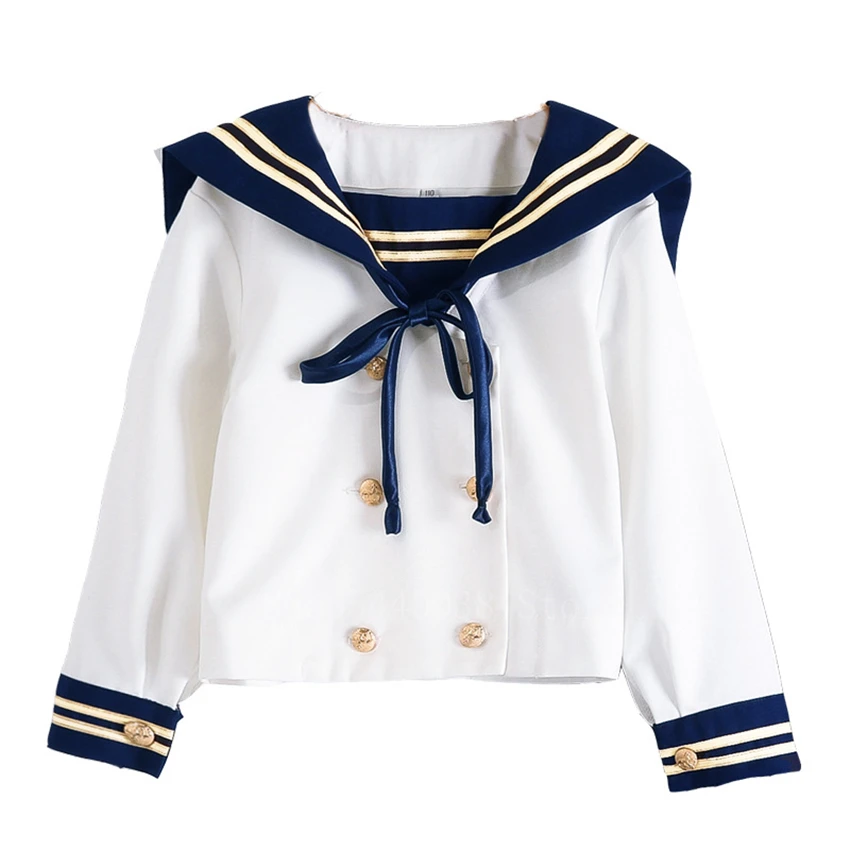 Japanese Style Children Student School Uniform Sailor Navy Cosplay JK Suit Pleated Skirt Girls Long Sleeve Lovely Class Wear