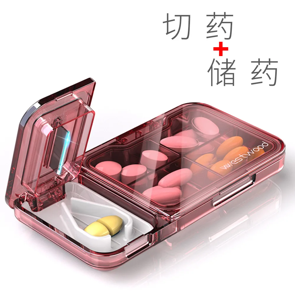 Multifunction Portable Medicine Organizer Box Pill Cutter Separate Divider 7 Days Travel Pill Case Container Dispenser Storage