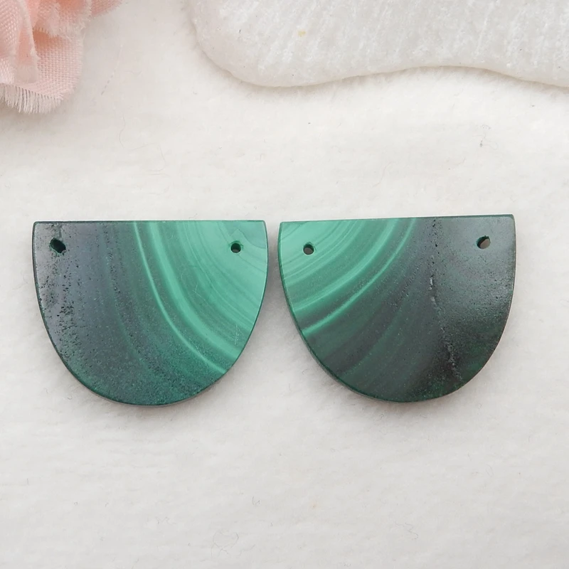 

Ready-made Malachite earrings customization Jewelry accessories Semicircle 25x20x3mm9.5g