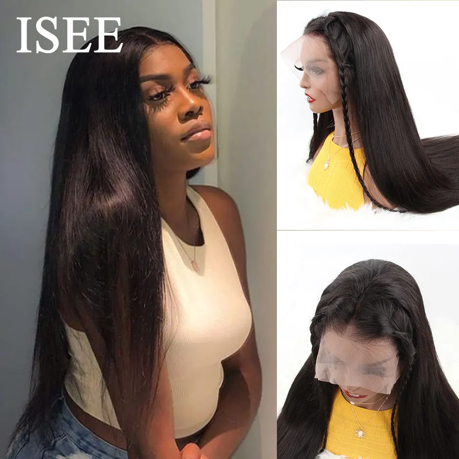 ISEE HAIR 250 Density Human Hair Wig Bone Straight Lace Front For Women Malaysian Straight 13x4 Lace Front Wigs Straight Wigs