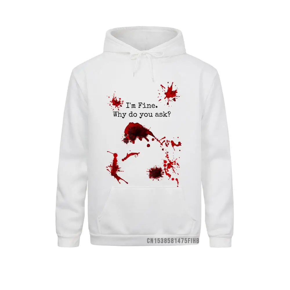 I'm Fine Halloween Graphic Slash Injury Blood Novelty Fitness Adult Sweatshirts 2021 New Winter Fall Hoodies Geek Hoods