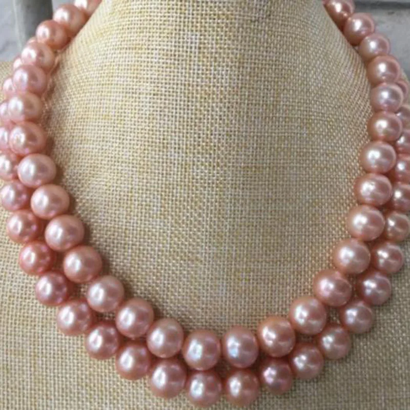 single strands 10-12mm south sea pink pealr necklace 38inch 14k