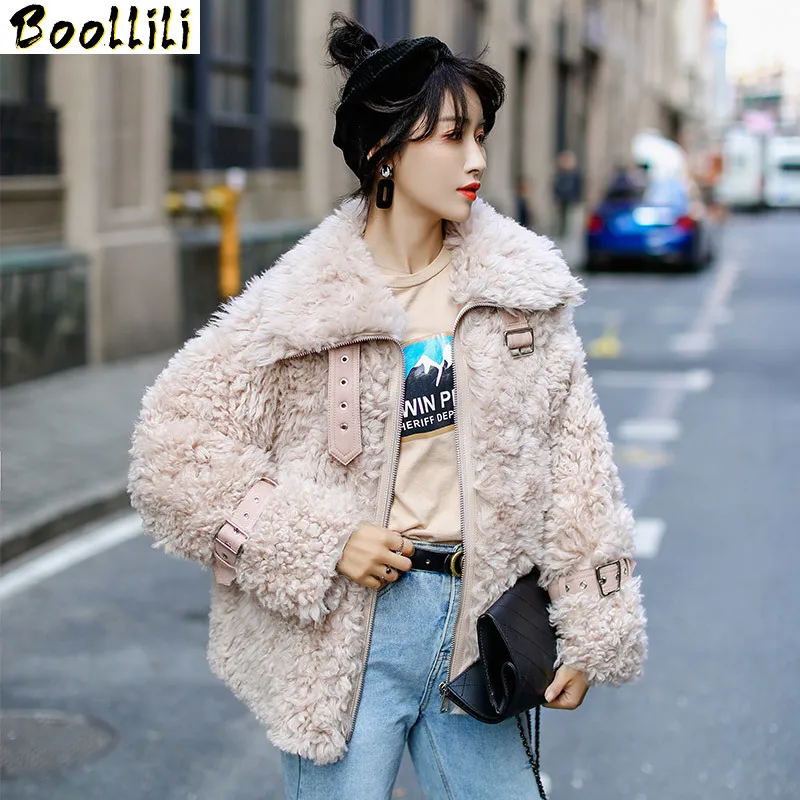 

Double Faced Boollili Fur Coat Female Natural Sheep Shearling Fur Coats Winter Jacket Women Korean Genuine Leather Jacket