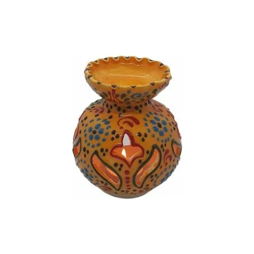 Expert Dark Yellow Tulip Pattern Large Ceramic Decorative Censer Candle holder