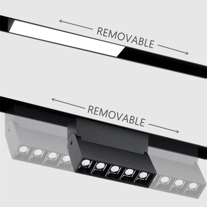 Recessed Led Magnet Track Lights Rail Fixture AC110/220V Aluminum Magnetic Rail Ceiling System Home Indoor Track Lighting Series