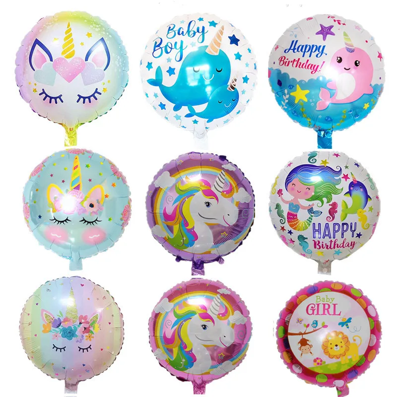 1Pc 18 Inch Round Mermaid Inflatable Toy Children's Party Wedding Birthday Decoration Gift Unicorn Aluminum Foil Helium Balloon