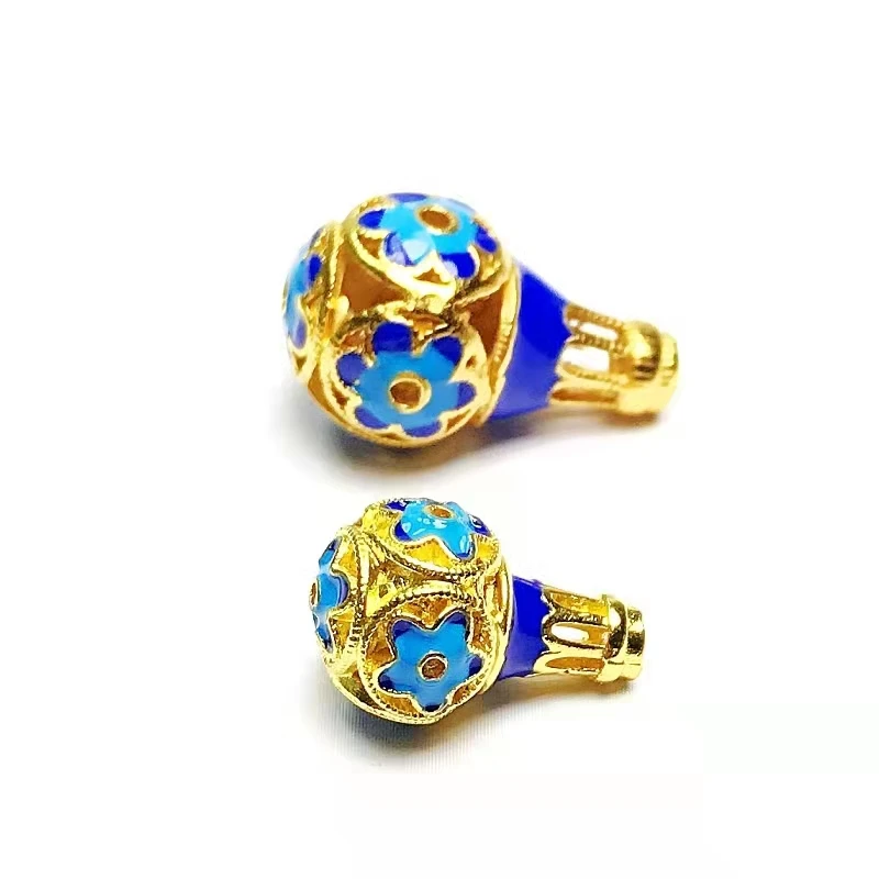 

2pcs Cloisonne Enamel Pierced Buddha head Beads DIY Copper Accessories Jewelry Making Necklace Septum bead Bracelets