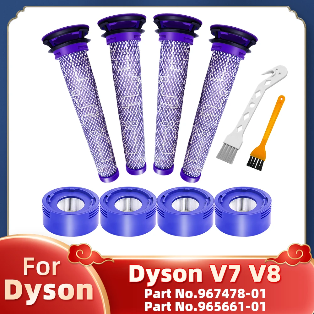 For Dyson V7 V8 Cordless Vacuum Cleaner 967478-01 / 965661-01 Pre-filter Hepa Post filter Replacement Spare Parts Accessories