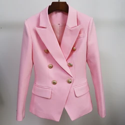 Giacca Blazer di design classico HIGH STREET 2024 giacca da donna Slim fit in metallo con bottoni a leone Blazer doppiopetto