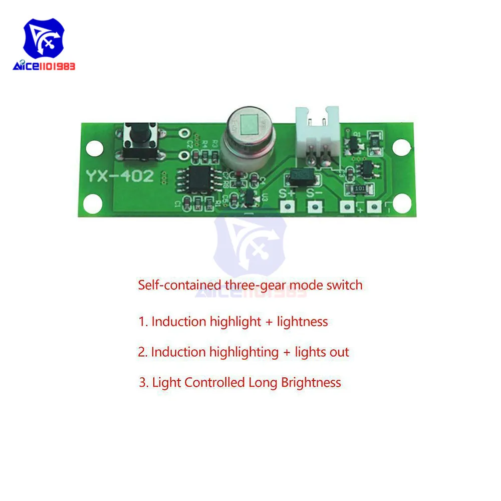 diymore 3.7V Human Body IR Sensor Module Solar Light Lamp Control Switch Module Infrared Motion Detector for Arduino