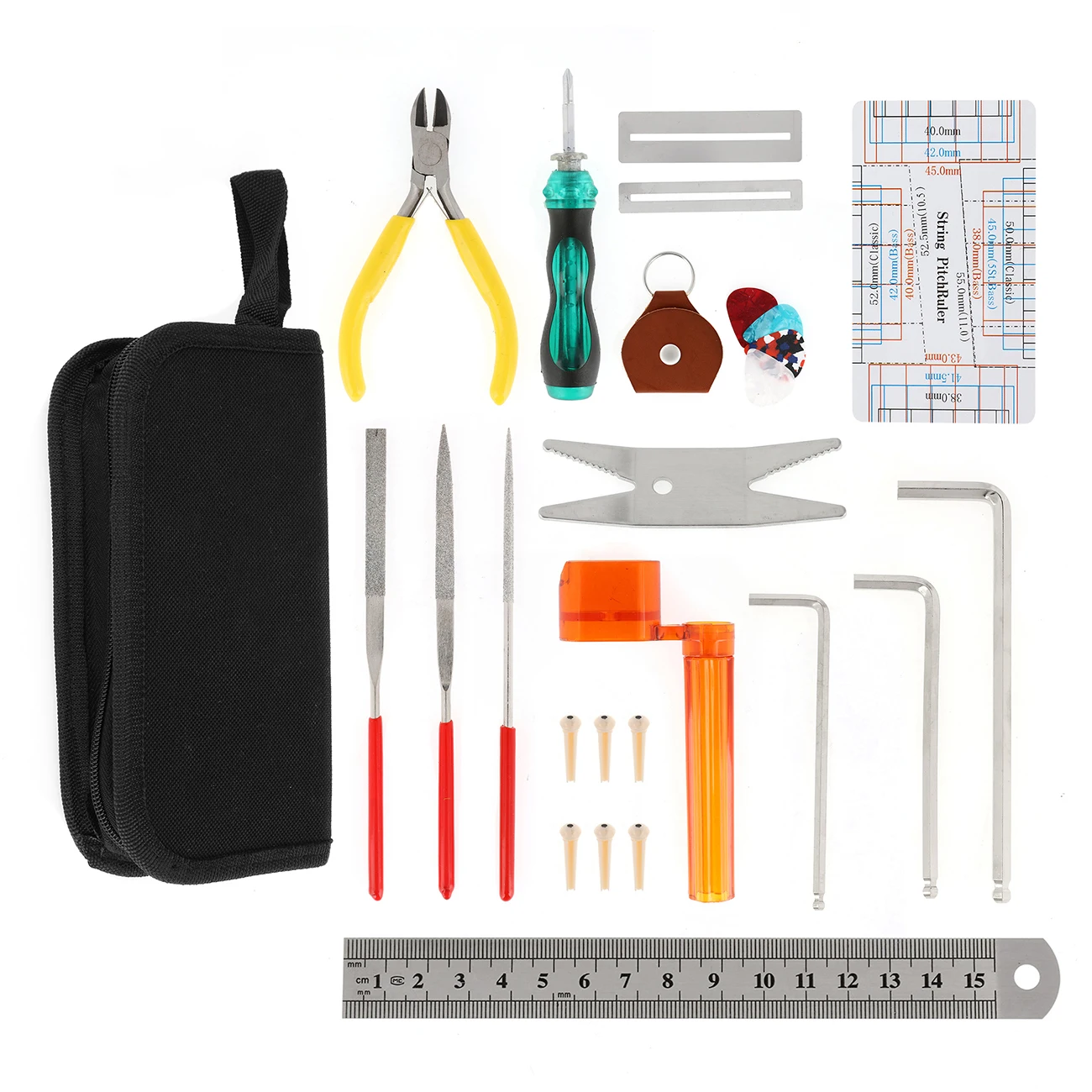 Guitar Repairing Tool Kit Maintenance Care Clean Tools Electric Acoustic Guitar Ukulele String Organizer Hex Measure Wrench Set