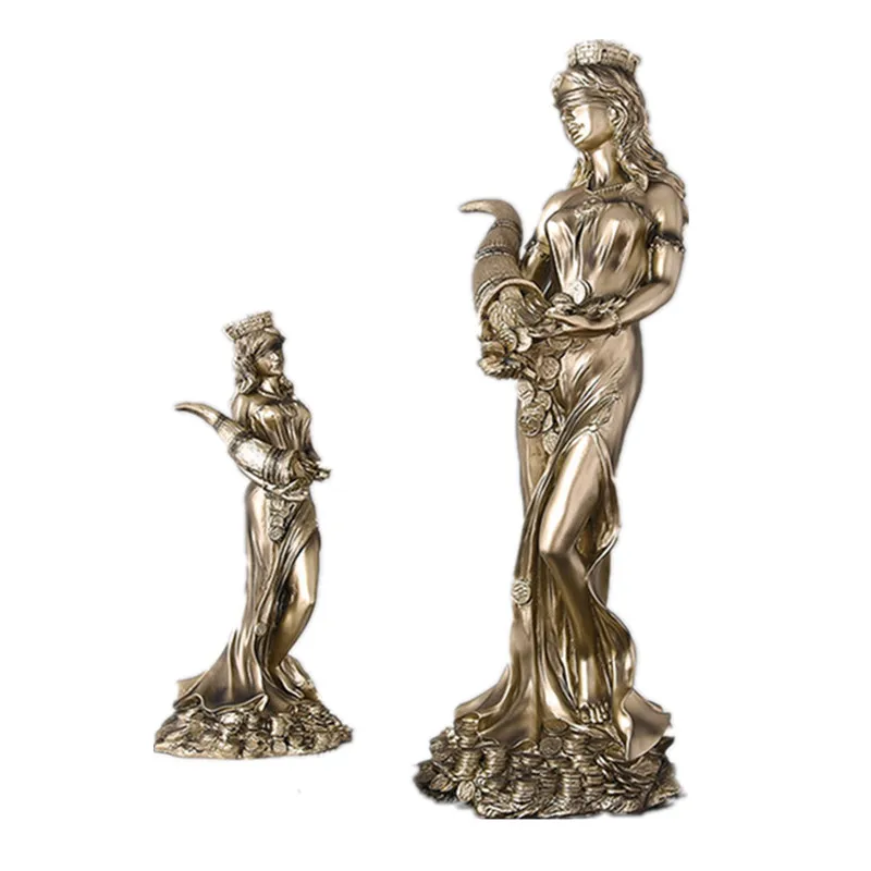 

GODDESS OF FORTUNE ART SCULPTURE GREEK GOD OF WEALTH AND MONEY FIGURINE STATUE RESIN ART&CRAFT HOME DECORATION 33.5/60.5CM R1401