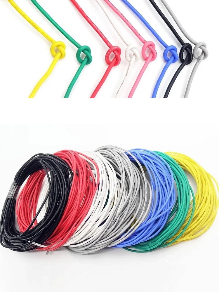 Fil de cuivre en Silicone 32awg 30awg 28awg, résistant à la chaleur, isolé en caoutchouc souple, Flexible UL3135, câble d'éclairage pour lampe LED électronique à monter soi-même