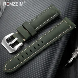 REMZEIM Crazy Horse Skin Cow Leather Watchband 20 22 24 26mm Watch Strap Bracelet Brown Black Green Replacement Watchband