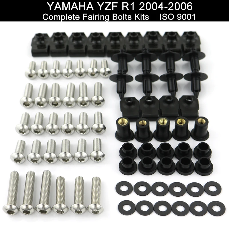 

Motorcycle Full Fairing Bolts Kits Fairing Fit For Yamaha YZFR1 YZF R1 2004 2005 2006 Clips Nuts Bodywork Screws Stainless Steel