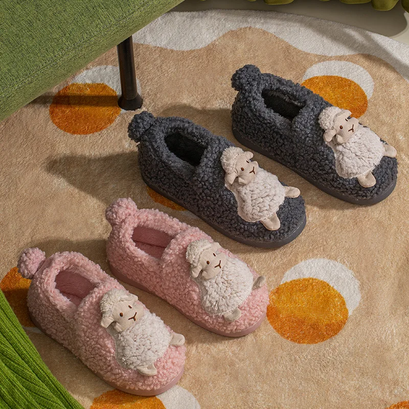 

Winter Warm Cartoon Cotton Shoes Home Indoor Confinement Shoes Plush Slippers Men Home Winter Cotton Slippers Women