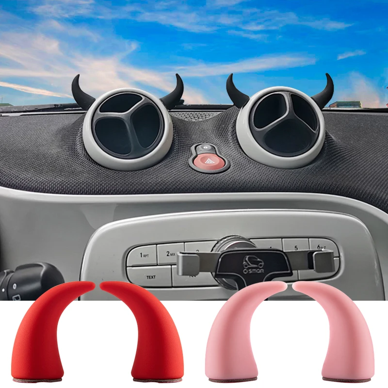 Car Air Outlet Steering Wheel Dashboard Devil Horns 3D Creative Decoration Sticker For Mercedes Smart 450 451 453 Fortwo Forfour