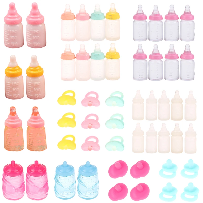 Multiple styles 1:12 Dollhouse Resin Simulation Milk Bottle Miniature Baby Bottle Cute Transparent Bottle Nipple Model Toys